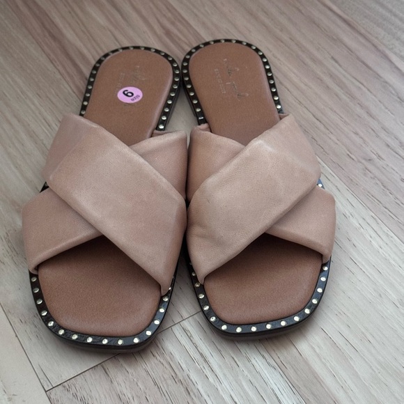 Mila Paoli Brown Leather Slide Sandals Made in Italy Size 9.5 - Picture 2 of 9